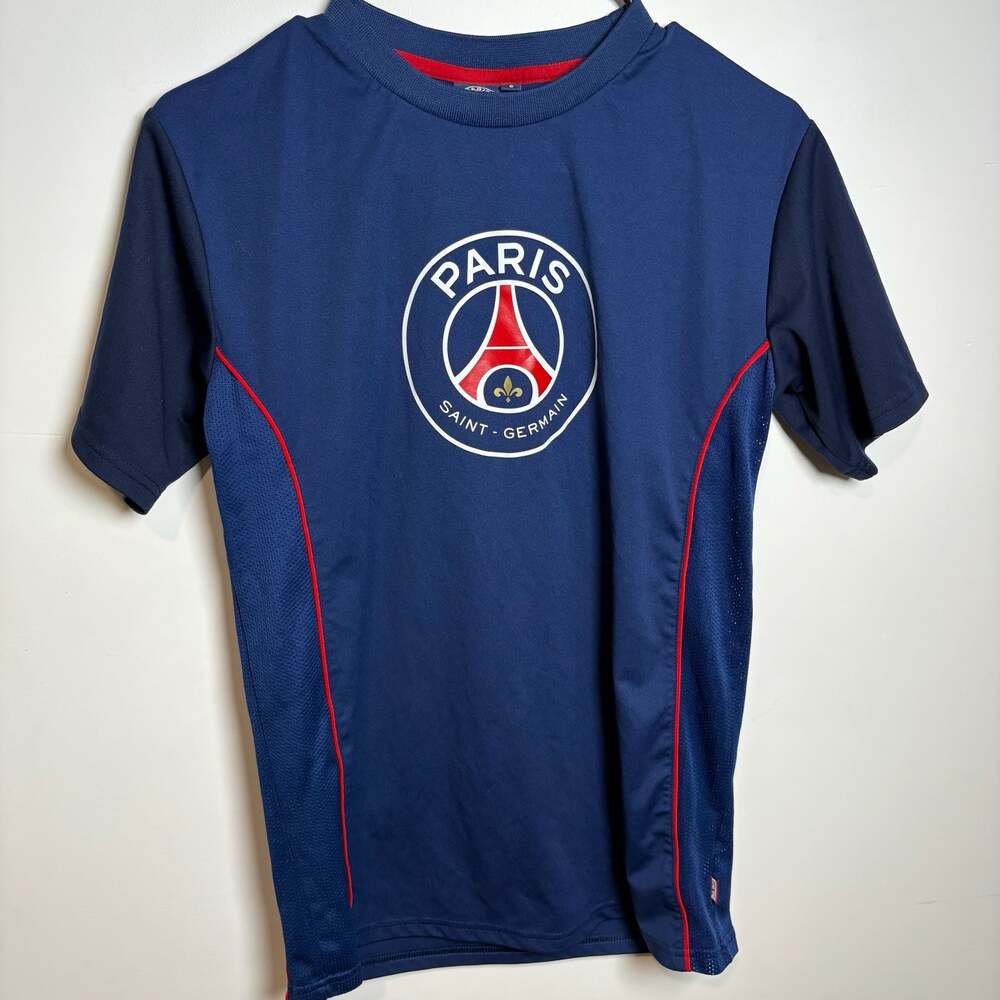 Paris Saint-Germain PSG Blue Red Athletic Soccer Football T-Shirt Size S